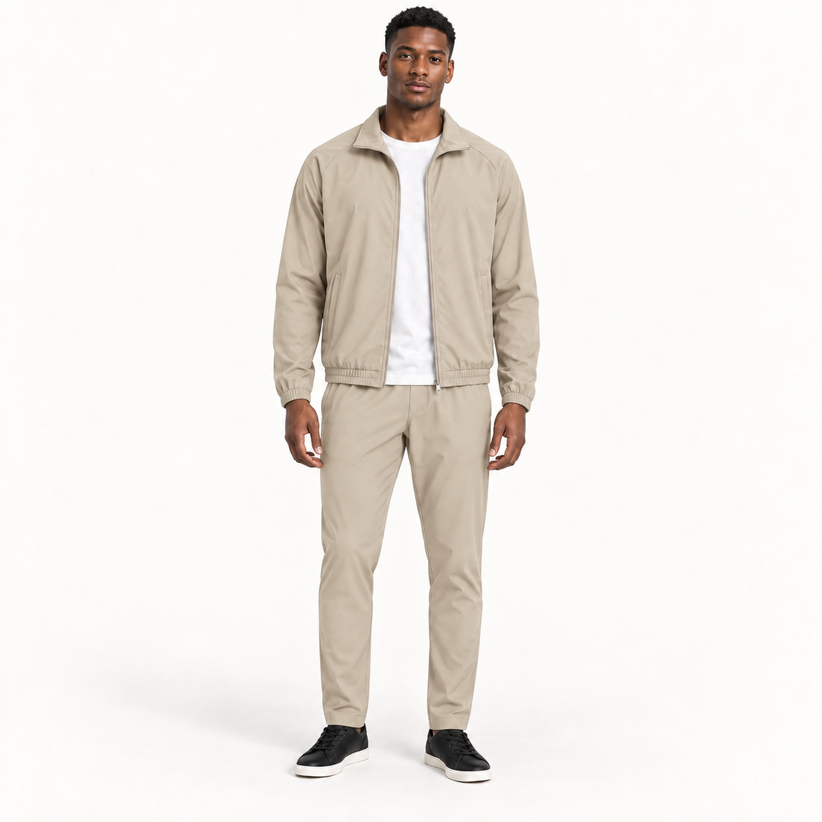 Beige Collar Tracksuit