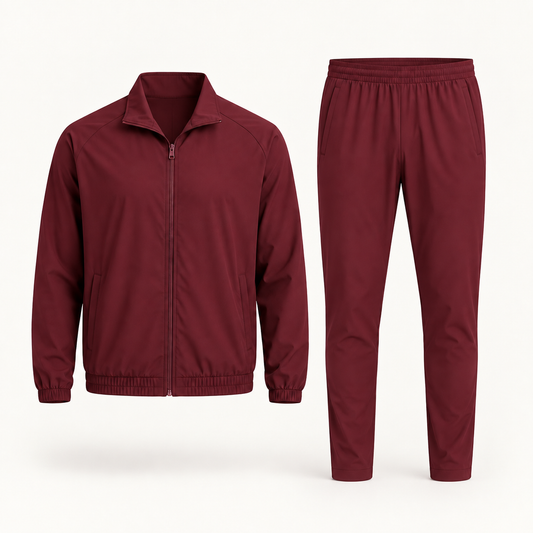 Burgundy Collar Tracksuit