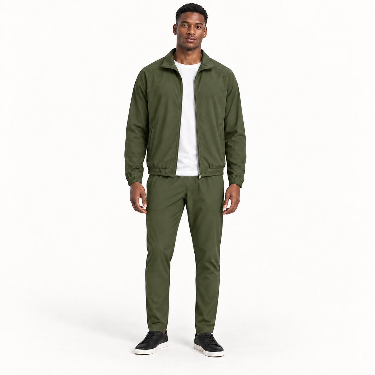 Olive Green Collar  Tracksuit