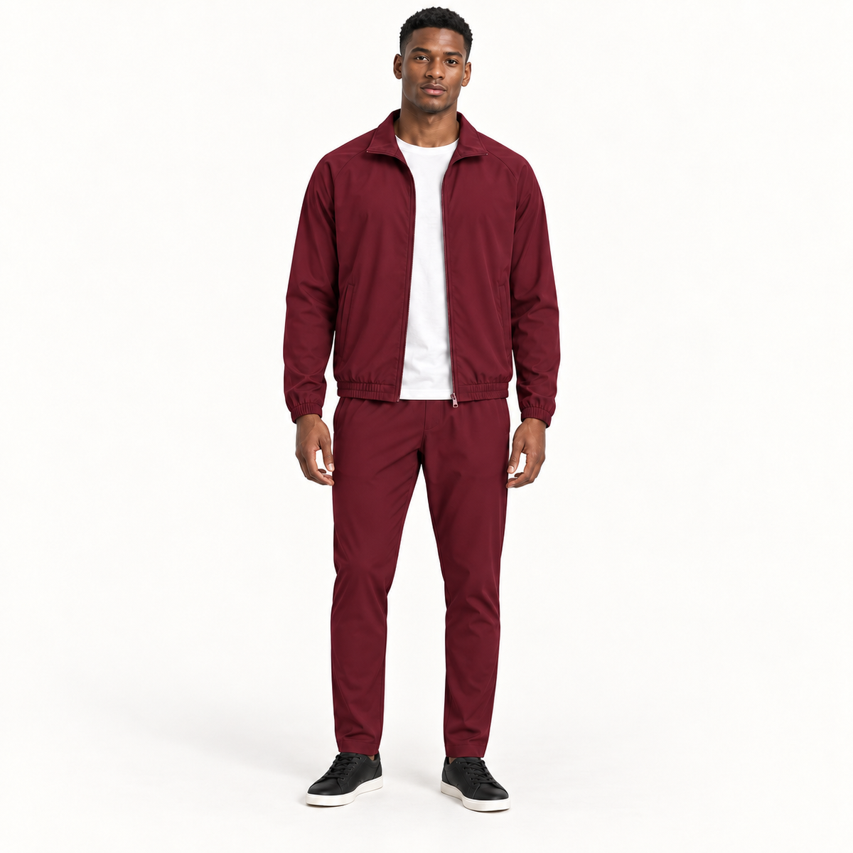 Burgundy Collar Tracksuit